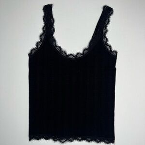 Black Lace Edged Stretchy Tank
